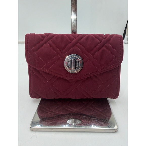Vera Bradley Handbags - Vera Bradley Burgundy Quilted Microfiber Turn Lock Wallet Clutch Wine Red